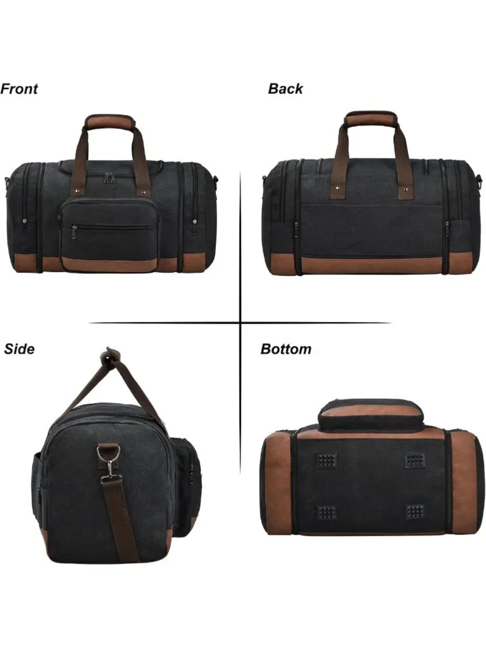 Large Capacity Canvas Duffle Bag | Expandable Travel Gym Overnight Bag with